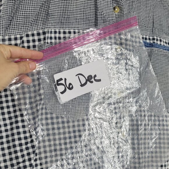 Akny Vintage Jean Blue White Gingham 100% Cotton Short Sleeve Button-Up Shirt L - Picture 10 of 10